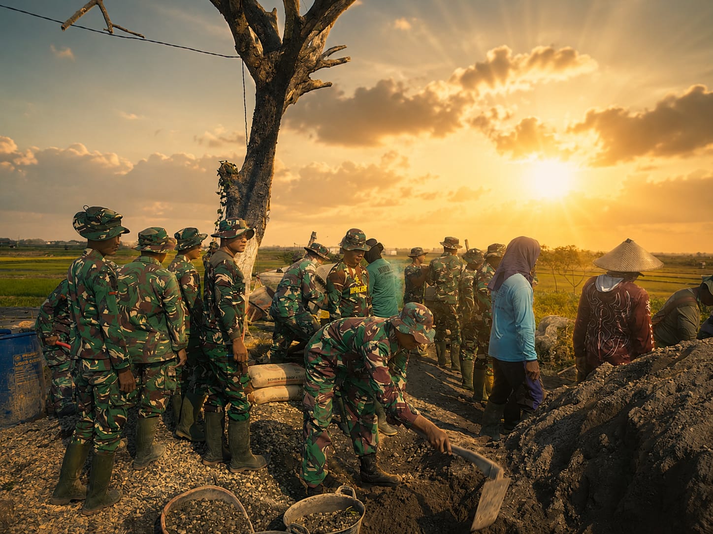 Sentuhan Humanis TMMD, TNI dan Warga Bangun Harapan Baru di Tengah Persawahan Pati