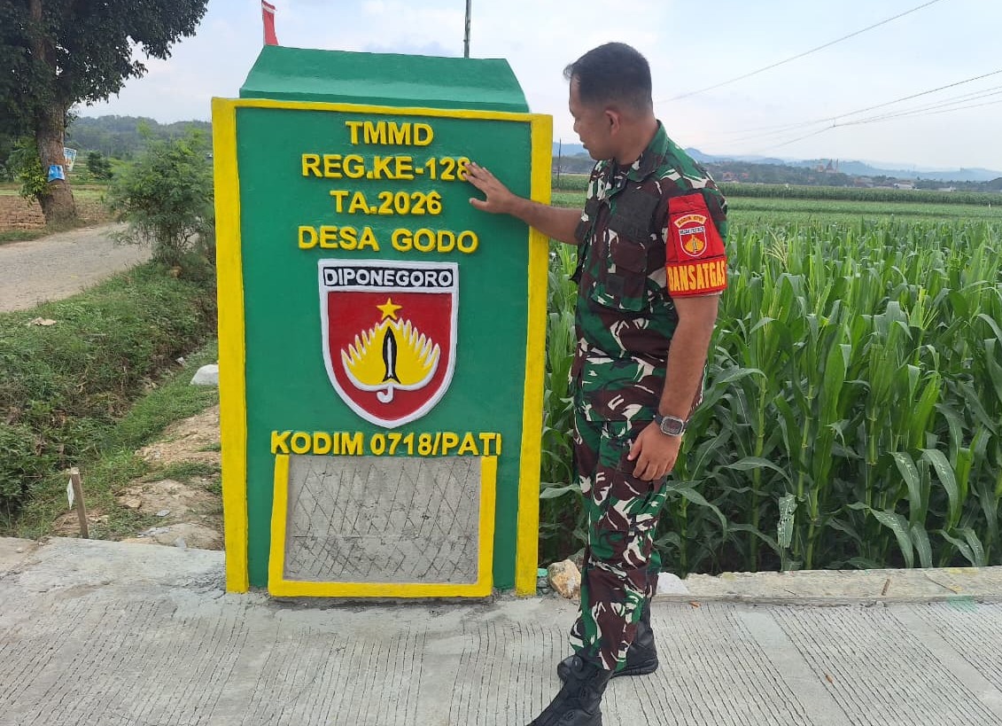 Tugu Prasasti TMMD Kodim Pati Jadi Penanda Semangat Gotong Royong