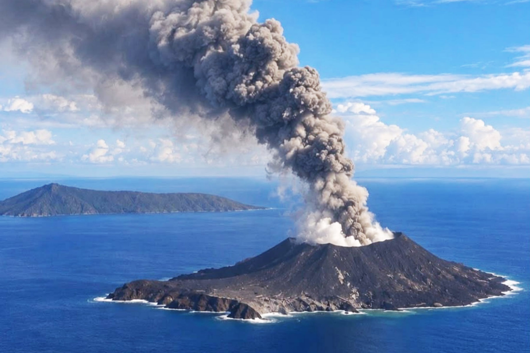Tampak abu vulkanik Anak Gunung Krakatau menyembur.